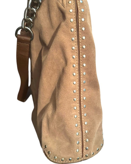 Great MK Michael Kors Diatressed Tan Suede Leather Shoulder Bag purse