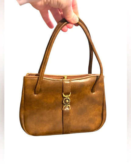 Vintage Fun Brown Patent Leather Wrist Handbag 1970s