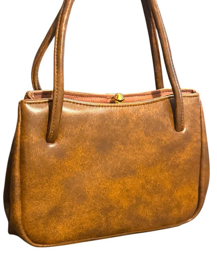 Vintage Fun Brown Patent Leather Wrist Handbag 1970s