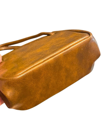 Vintage Fun Brown Patent Leather Wrist Handbag 1970s