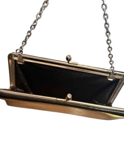 Elegant Vintage 1960s Black and Gold Chain Clutch Shoulder bag