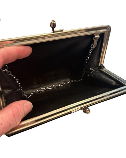 Elegant Vintage 1960s Black and Gold Chain Clutch Shoulder bag