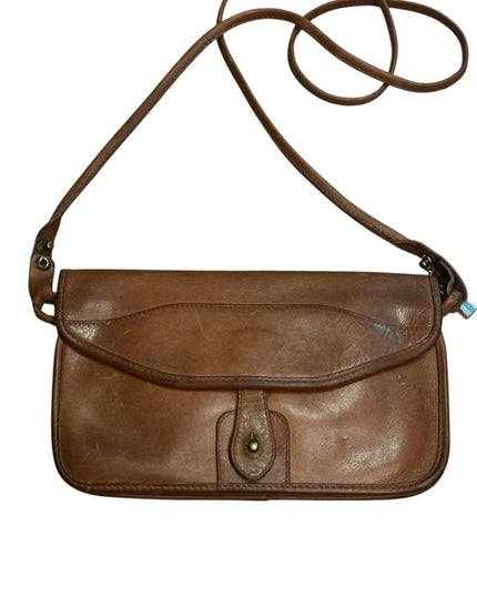 Elegant Vintage 1940s  Brown Leather Distressed Shoulder Bag