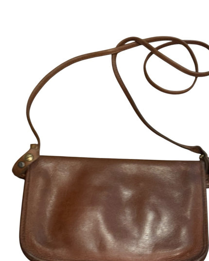 Elegant Vintage 1940s  Brown Leather Distressed Shoulder Bag