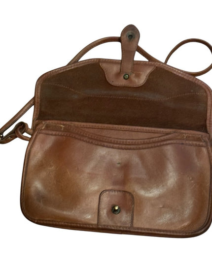 Elegant Vintage 1940s  Brown Leather Distressed Shoulder Bag