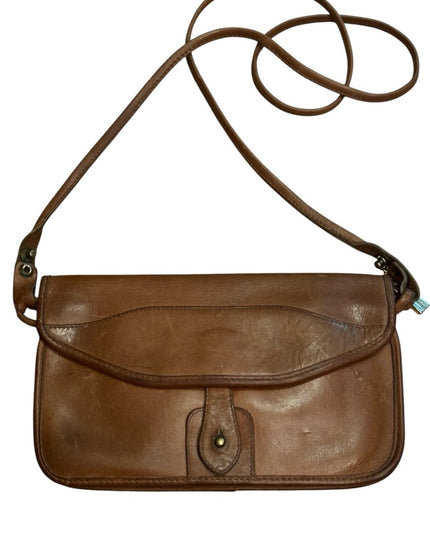 Elegant Vintage 1940s  Brown Leather Distressed Shoulder Bag