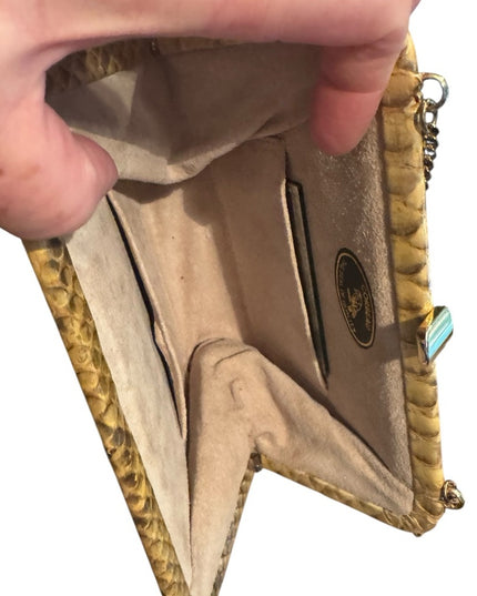 Elegant Vintage Tan Snake Print Clutch Shoulder bag 1960s