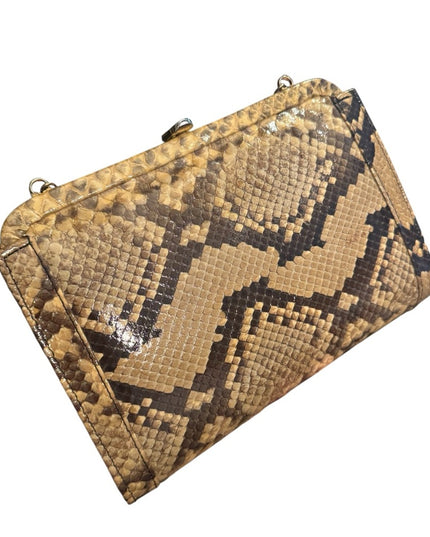 Elegant Vintage Tan Snake Print Clutch Shoulder bag 1960s