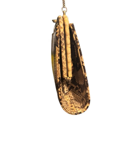 Elegant Vintage Tan Snake Print Clutch Shoulder bag 1960s