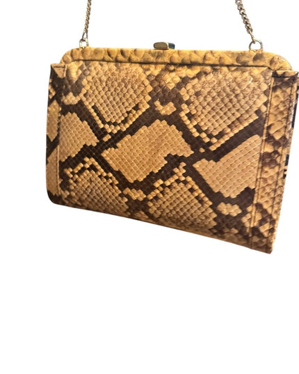 Elegant Vintage Tan Snake Print Clutch Shoulder bag 1960s