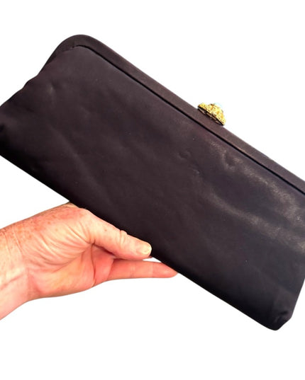 Elegant 1950s Black Long Clutch Bag Purse
