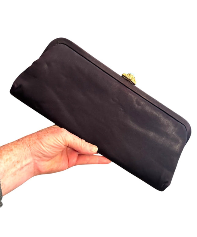 Elegant 1950s Black Long Clutch Bag Purse