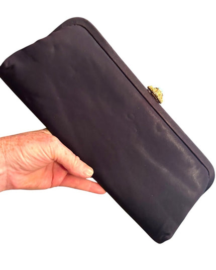 Elegant 1950s Black Long Clutch Bag Purse
