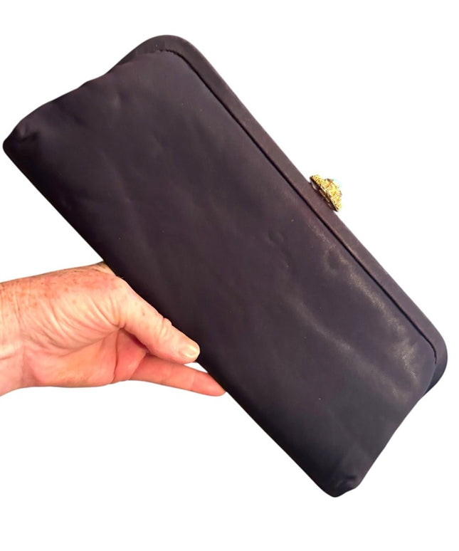 Elegant 1950s Black Long Clutch Bag Purse