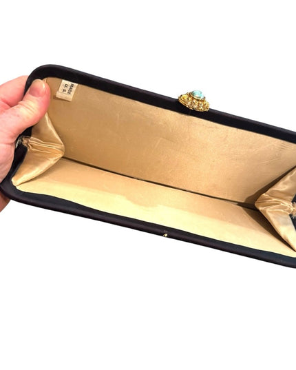 Elegant 1950s Black Long Clutch Bag Purse