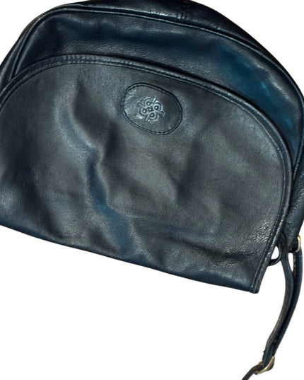 Vintage 1970s  Black Calf Leather Shoulder Bag