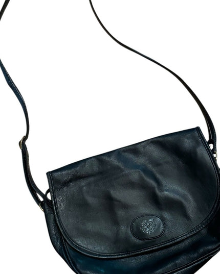 Vintage 1970s  Black Calf Leather Shoulder Bag