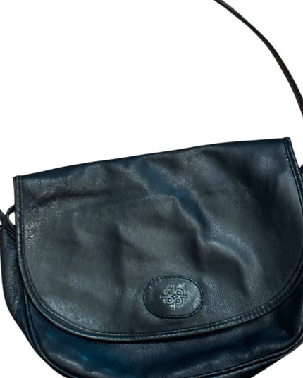 Vintage 1970s  Black Calf Leather Shoulder Bag