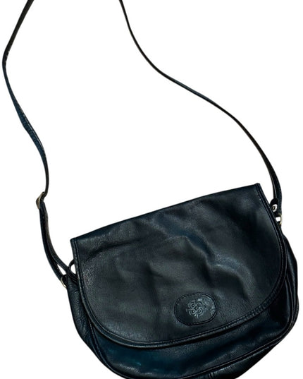 Vintage 1970s  Black Calf Leather Shoulder Bag
