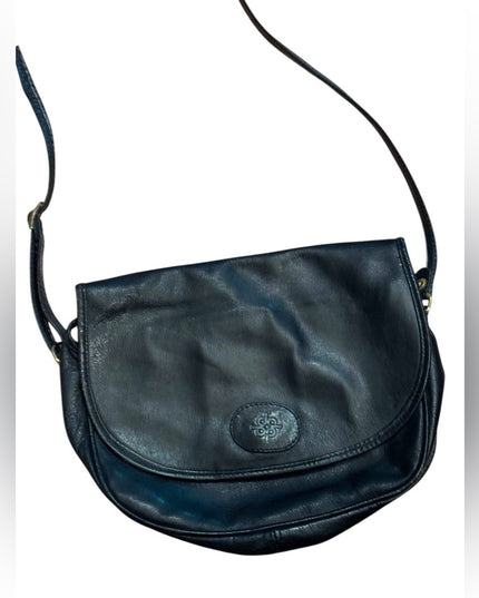 Vintage 1970s  Black Calf Leather Shoulder Bag
