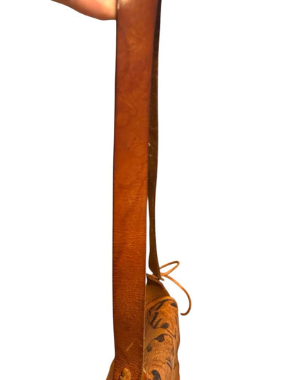 Vintage 1970s Handcrafted Leather tooled Shoulder Bag