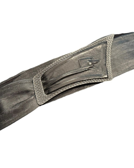 Vintage 1970s Black Modernist Buckle Womens Leather Belt