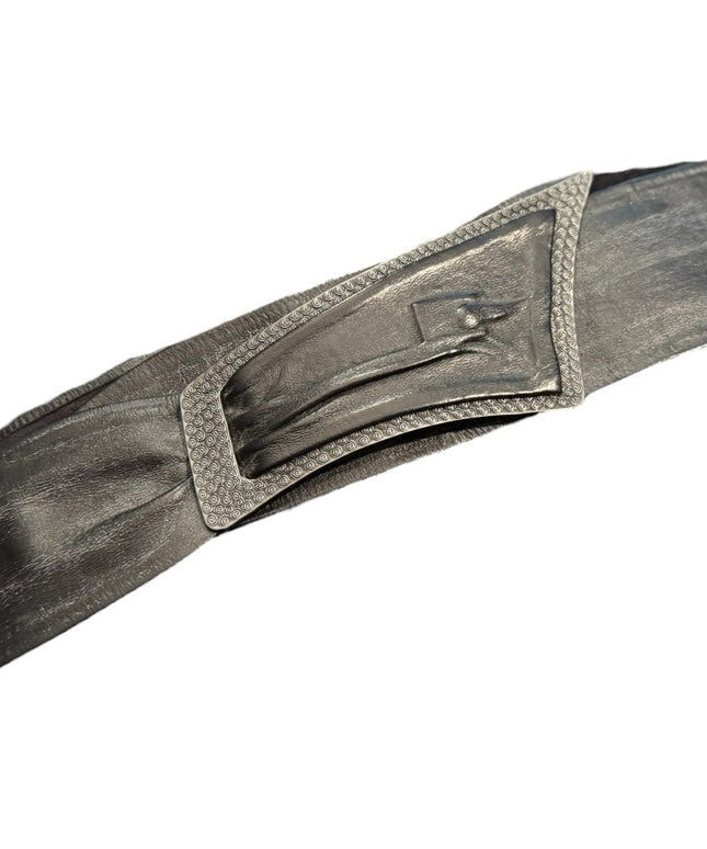 Vintage 1970s Black Modernist Buckle Womens Leather Belt