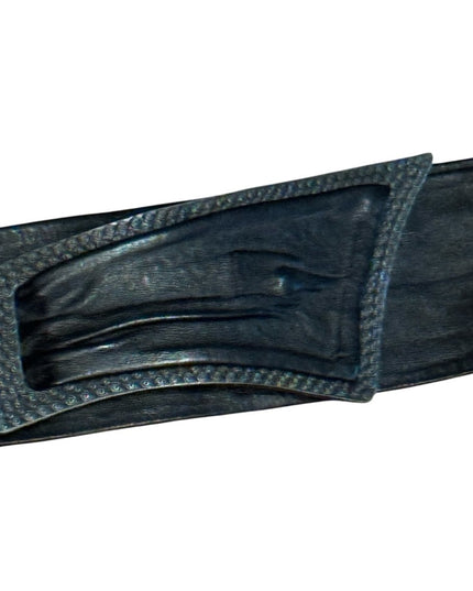Vintage 1970s Black Modernist Buckle Womens Leather Belt