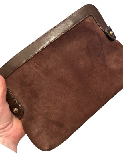 Elegant Vintage 1970s Brown Suede Chain Strap Shoulder Bag
