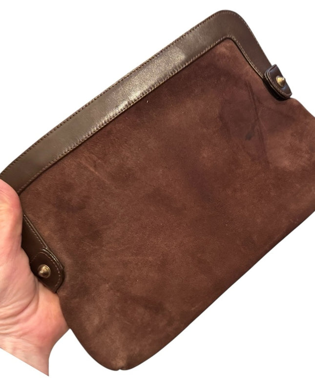 Elegant Vintage 1970s Brown Suede Chain Strap Shoulder Bag