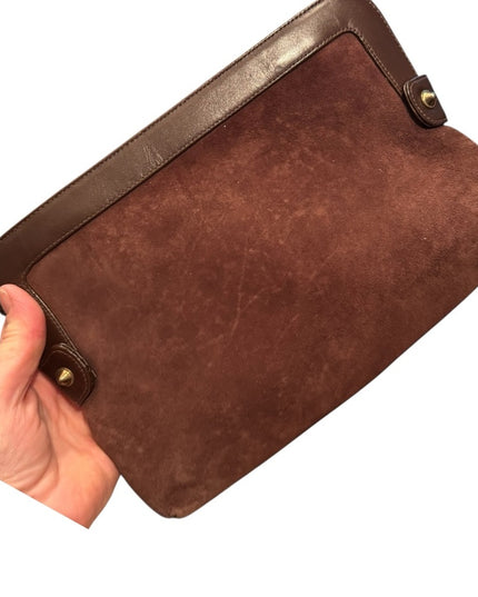 Elegant Vintage 1970s Brown Suede Chain Strap Shoulder Bag