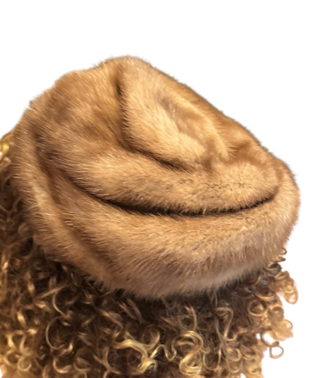 Luxurious Vintage 1960s Blond Mink Tan Fur Hat Women Simpsons