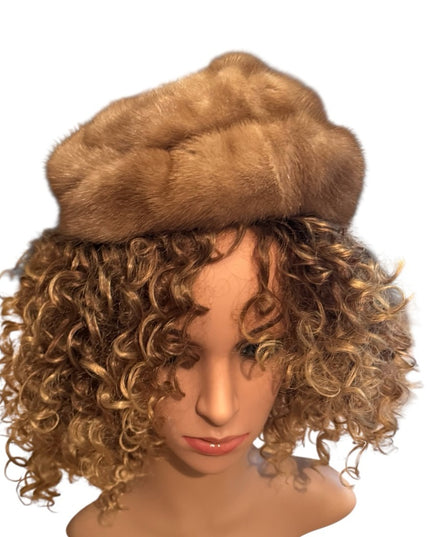 Luxurious Vintage 1960s Blond Mink Tan Fur Hat Women Simpsons
