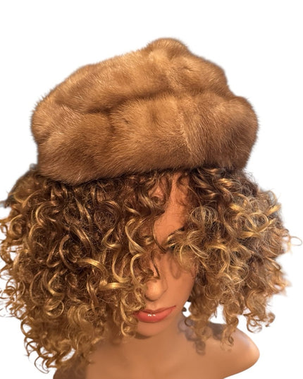 Luxurious Vintage 1960s Blond Mink Tan Fur Hat Women Simpsons