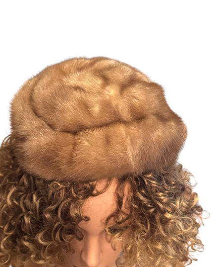 Luxurious Vintage 1960s Blond Mink Tan Fur Hat Women Simpsons
