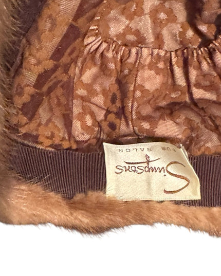 Luxurious Vintage 1960s Blond Mink Tan Fur Hat Women Simpsons
