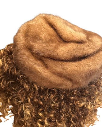 Luxurious Vintage 1960s Blond Mink Tan Fur Hat Women Simpsons