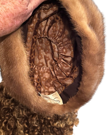Luxurious Vintage 1960s Blond Mink Tan Fur Hat Women Simpsons
