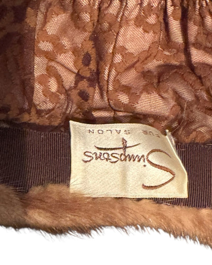 Luxurious Vintage 1960s Blond Mink Tan Fur Hat Women Simpsons