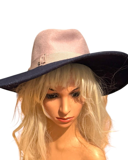Stylish Brixton Two-Tone Blue & Gray Felt Women's Wide Brim Hat Chloe