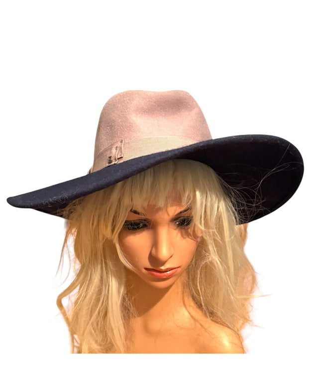 Stylish Brixton Two-Tone Blue & Gray Felt Women's Wide Brim Hat Chloe