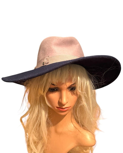 Stylish Brixton Two-Tone Blue & Gray Felt Women's Wide Brim Hat Chloe