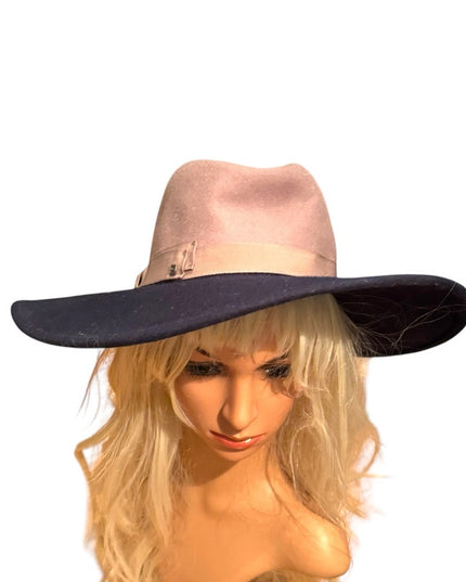 Stylish Brixton Two-Tone Blue & Gray Felt Women's Wide Brim Hat Chloe