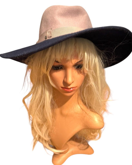 Stylish Brixton Two-Tone Blue & Gray Felt Women's Wide Brim Hat Chloe