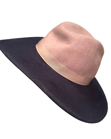 Stylish Brixton Two-Tone Blue & Gray Felt Women's Wide Brim Hat Chloe