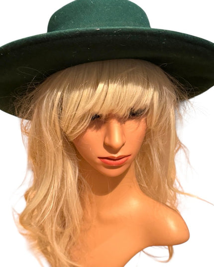 Elegant Vintage 1960s Liz Claiborne Wide Brim Green Women's Felt Hat
