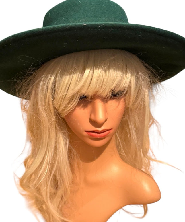 Elegant Vintage 1960s Liz Claiborne Wide Brim Green Women's Felt Hat