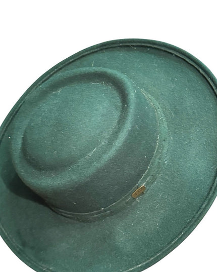 Elegant Vintage 1960s Liz Claiborne Wide Brim Green Women's Felt Hat