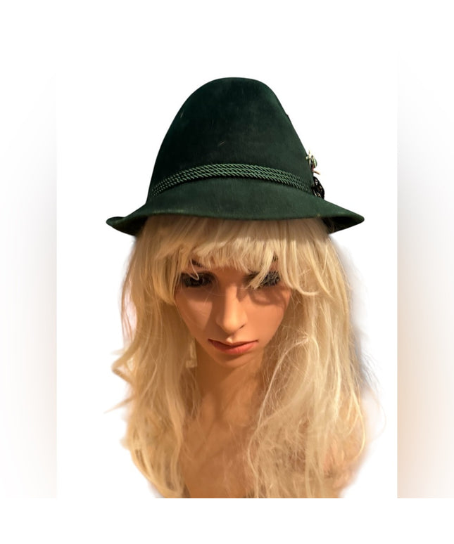 EVintage Austrian German Style Alpine Tyrolean Wool Hat  Fritz Günzrodt Green