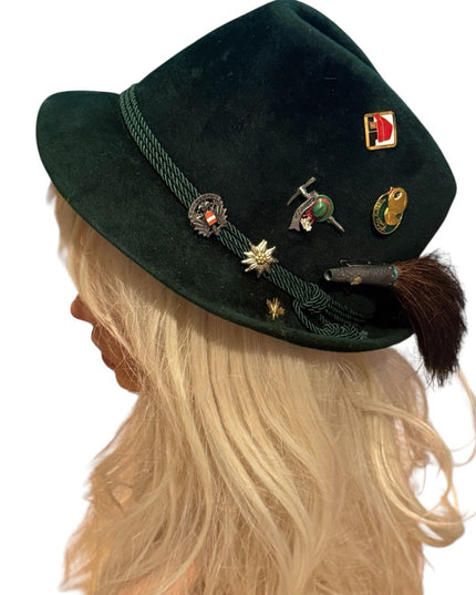 EVintage Austrian German Style Alpine Tyrolean Wool Hat  Fritz Günzrodt Green